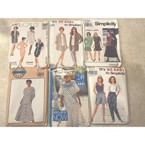 Vtg 90s Sewing Patterns Dress Skirt Pant Jacket Shorts Lot of 6 Complete Plus Sz